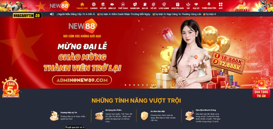 NEW88 là nhà cái uy tín, đa dạng trò chơi.