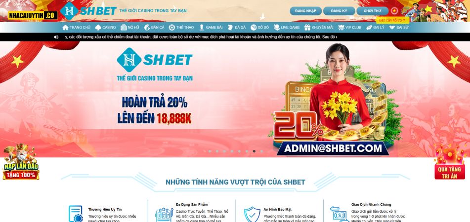 Giao diện nhà cái Shbet